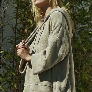 Free People - M/L Hooded Poncho - Grey Green - Carina Hooded Sweatshirt